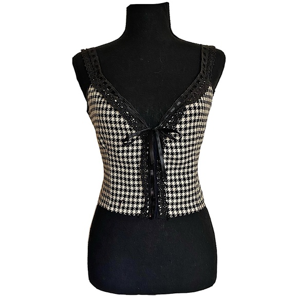 Vintage Tracy Feith Houndstooth Tank Top - Picture 1 of 10